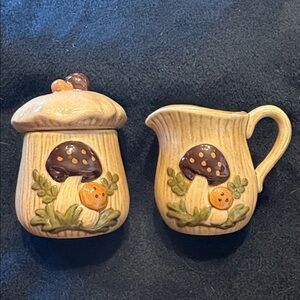 Vintage 70's Mushroom Creamer & Sugar Set